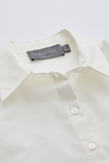 Gömlek Yaka Kısa Kollu Düğmeli Regular Poplin Kemik Gömlek