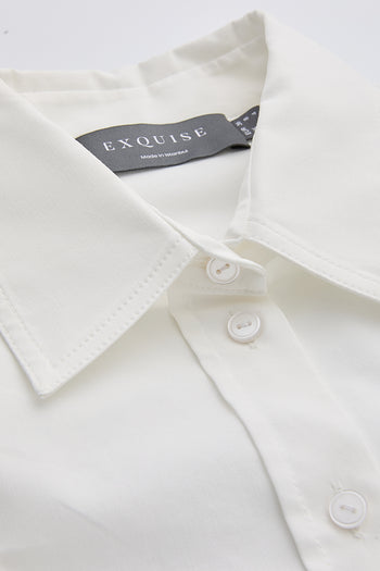 Gömlek Yaka Balon Kollu Bele Oturan Regular Kemik Gömlek