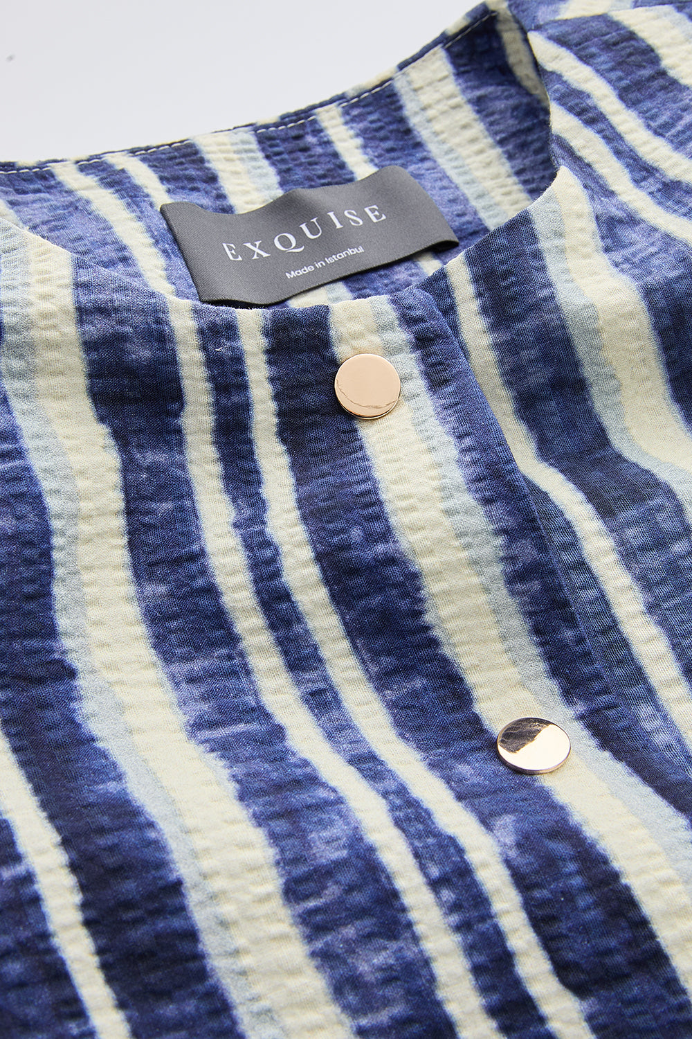 Bisiklet Yaka Vatkalı Gofre Regular Saks Kemik Ceket