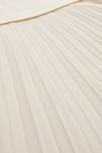 Bisiklet Yaka Astarlı Piliseli Midi Regular Ekru Elbise