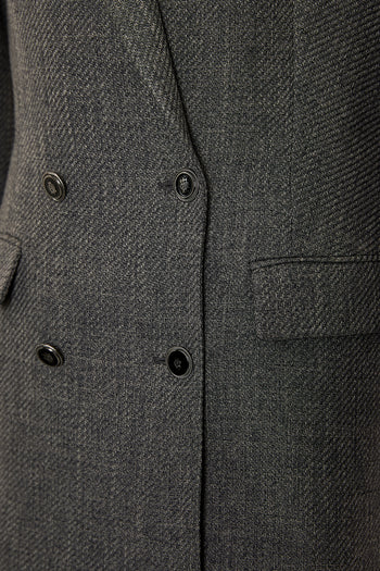 Kruvaze Uzun Kollu Dokuma Blazer Ceket