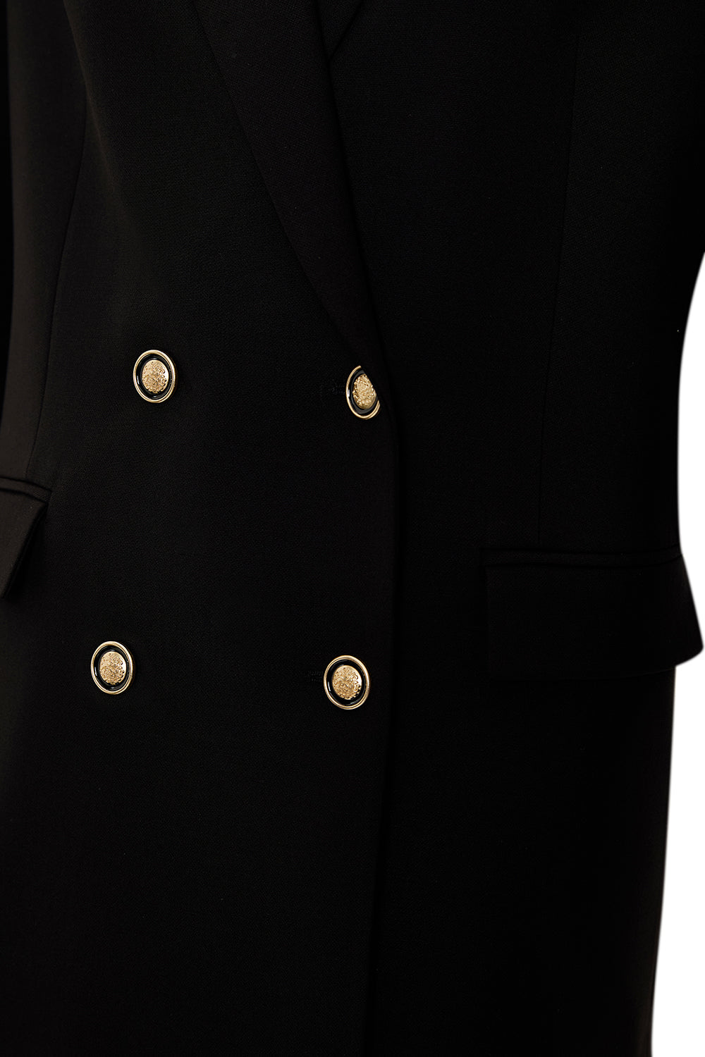 Gold Düğme Detaylı Kruvaze Dokuma Blazer Ceket