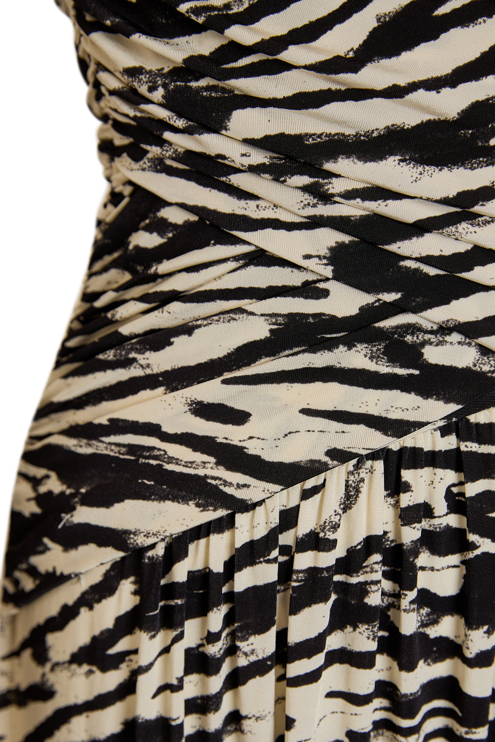 Uzun Kollu Kruvaze Yaka Zebra Desenli Örme Regular Elbise