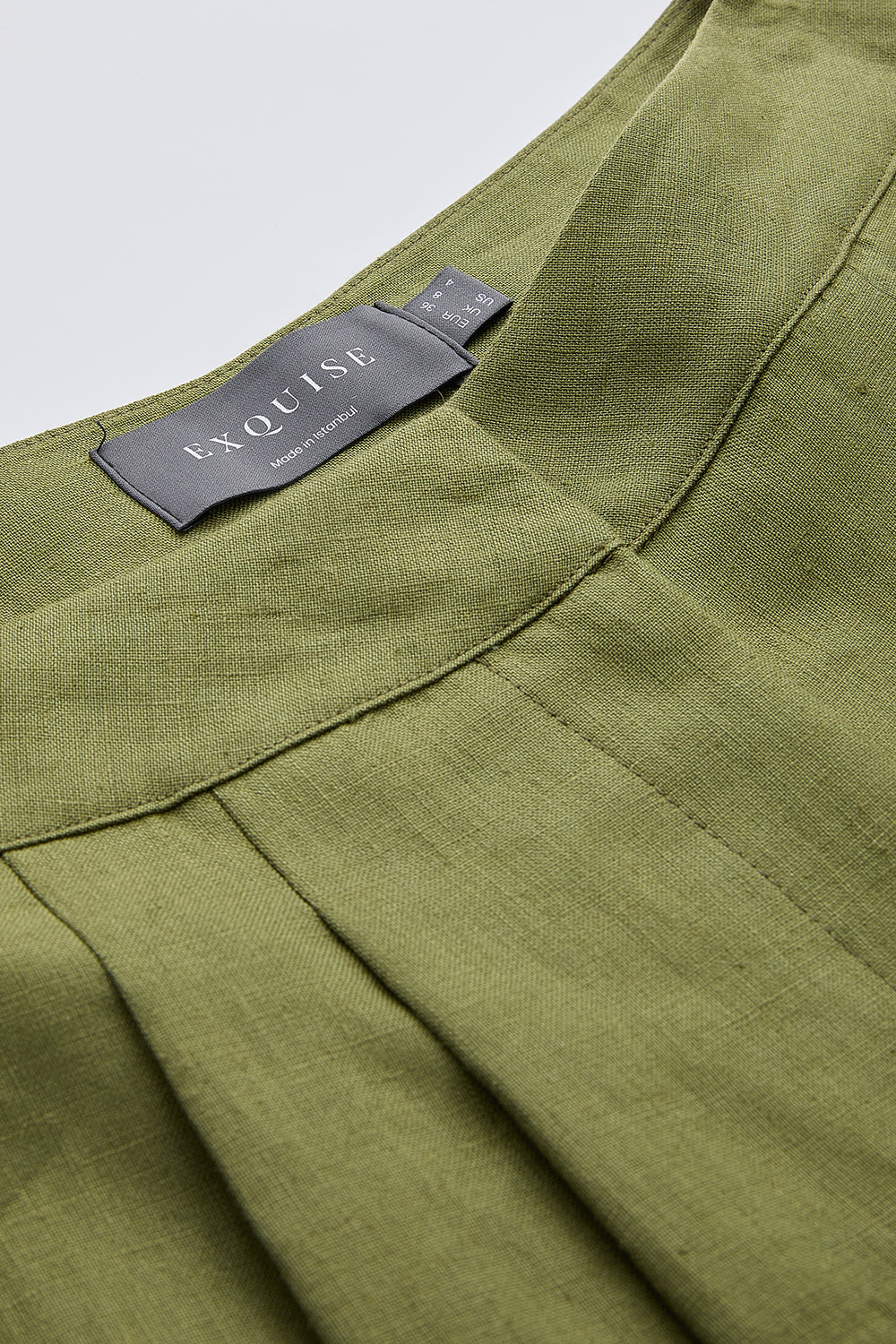 Cepli Fermuarlı Culotte Regular Keten Haki Pantolon