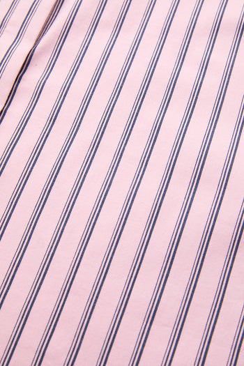 Kısa Kollu Düğmeli Gizli Patlı Regular Pembe-Lacivert Gömlek
