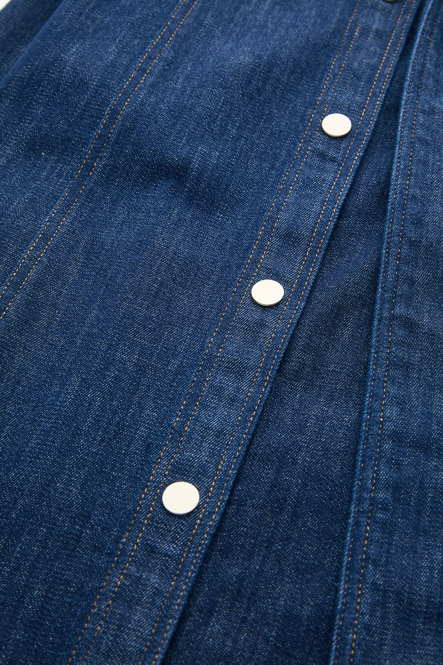 Yüksek Bel Kuşaklı Regular Denim Mavi Midi Etek