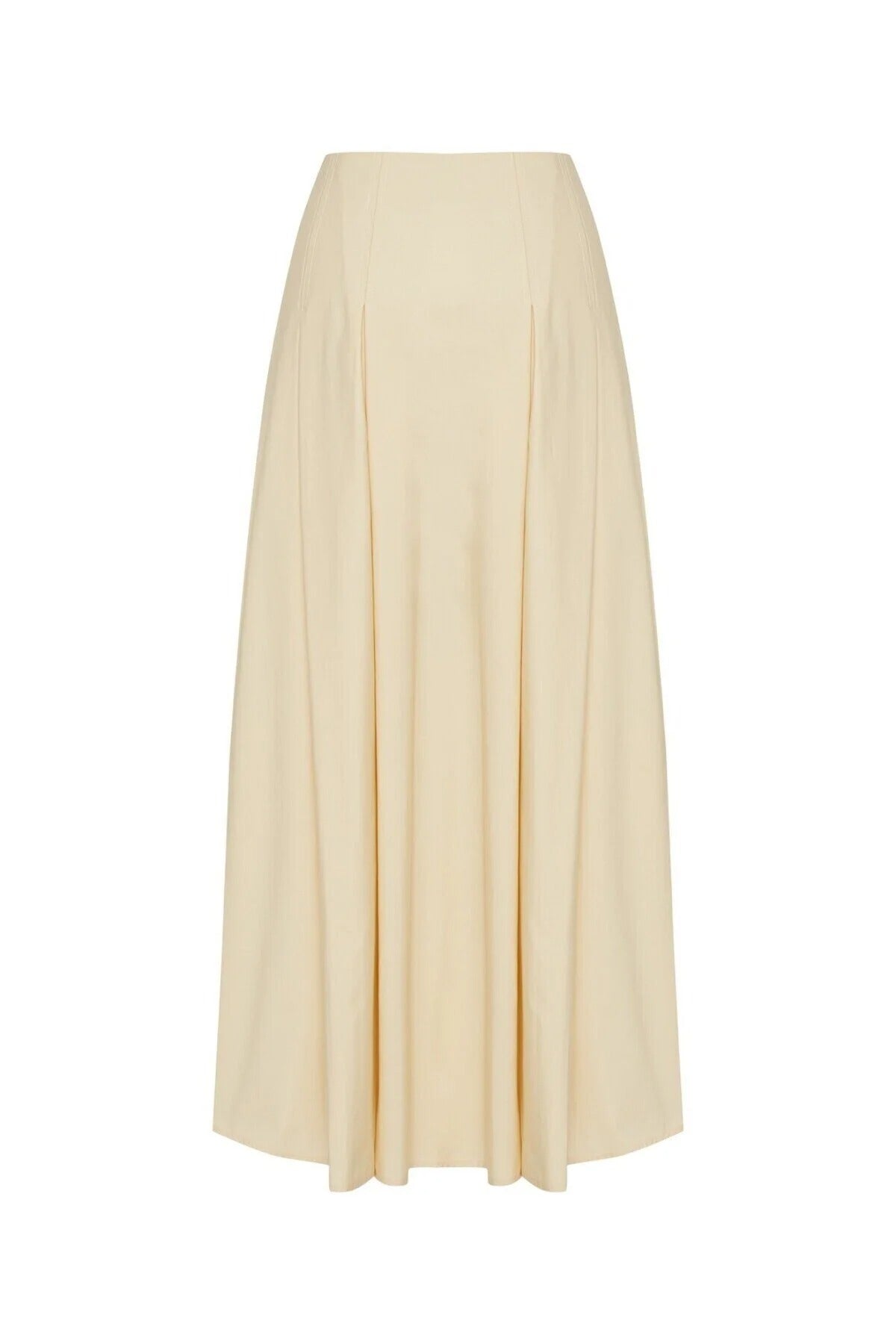 Açık Sarı Pileli Pamuklu Midi Boy Etek