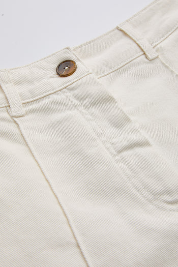 Cepli Fermuar Kapamalı Regular Denim Mini Ekru Şort