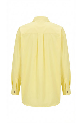 Gömlek Yaka Uzun Kollu Manşetli İşlemeli Regular Açık Sarı Gömlek