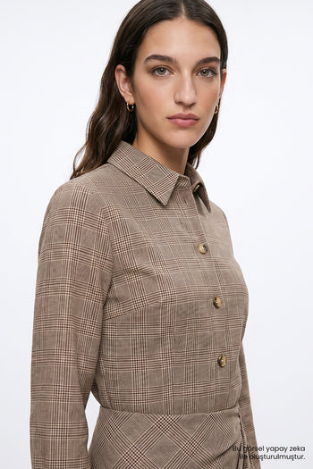 Uzun Kollu Manşetli Bele Oturan Slim Fit Çok Renkli Gömlek