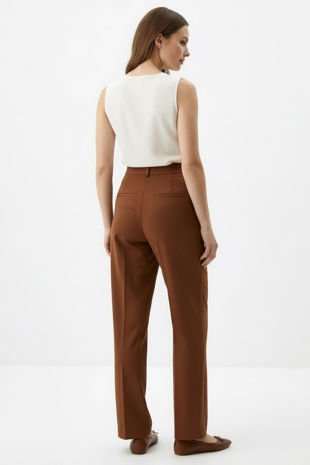 Modern Düz Kesim Pamuklu Pantolon