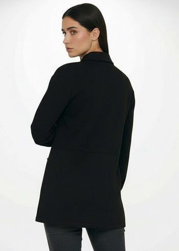 Beli Bağcıklı Örme İşlemeli Sweatshirt