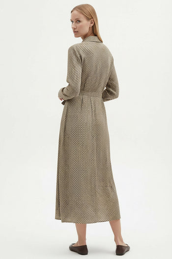 Desenli Uzun Kollu Regular Dokuma Gömlek Elbise