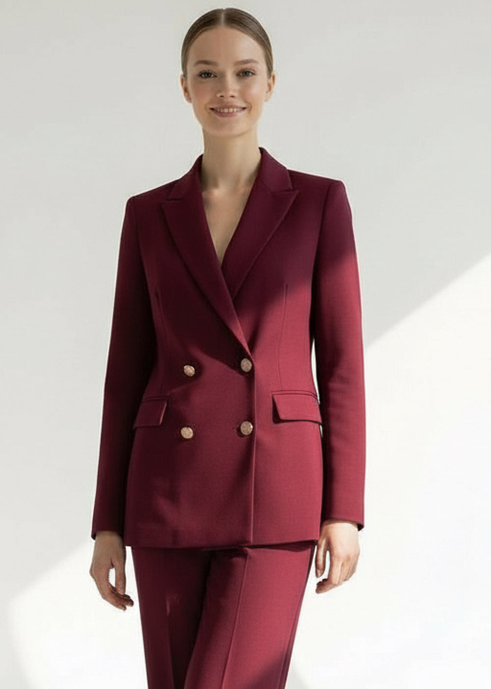 Gold Düğme Detaylı Kruvaze Dokuma Blazer Ceket