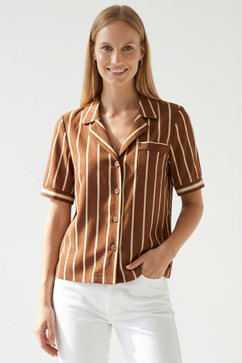 Çizgili Kısa Kollu Gömlek Modeli