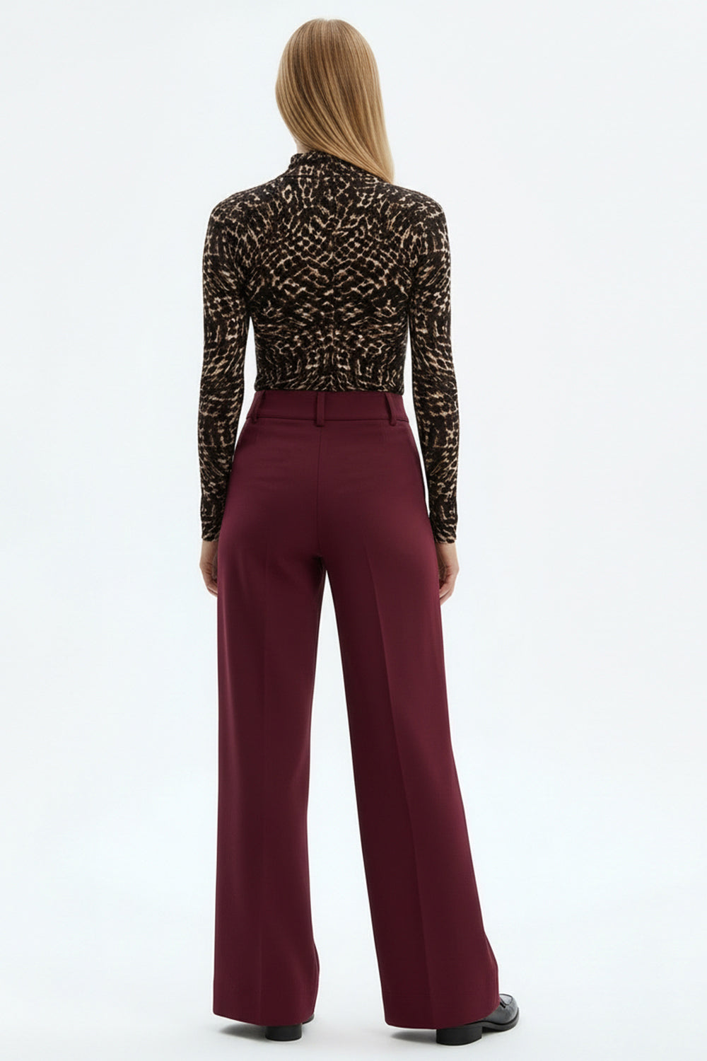 Geniş Paça Yüksek Bel Cepli Dokuma Pantolon