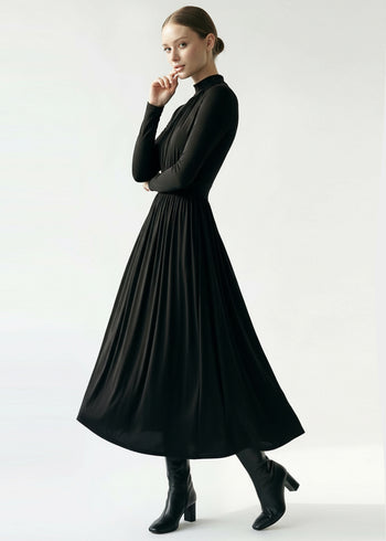 Balıkçı Yaka Uzun Kollu Midi Örme Regular Elbise