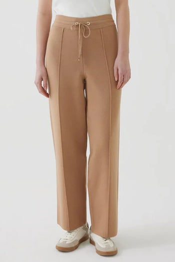 Yüksek Bel Bağcıklı Regular Triko Pantolon