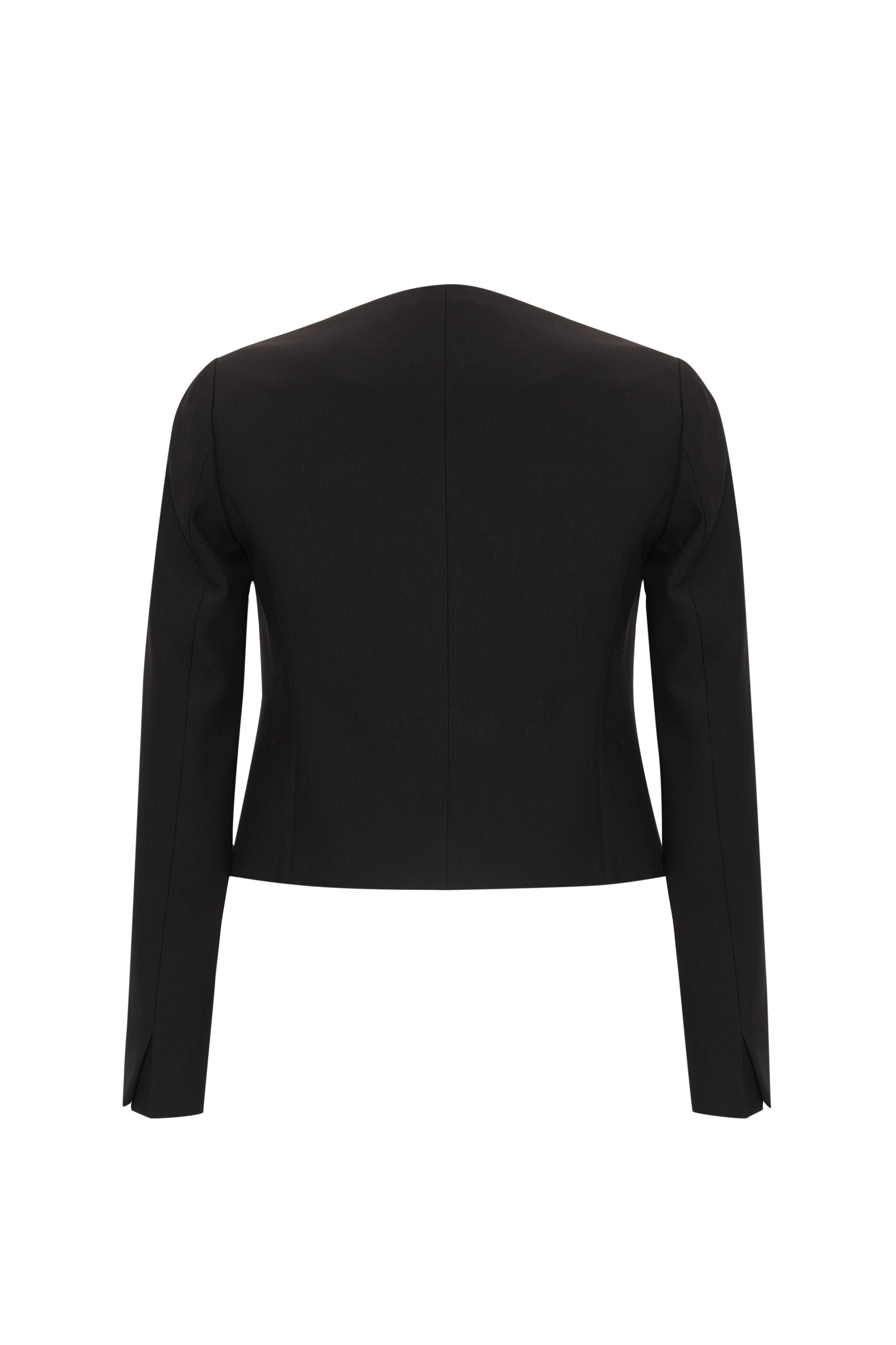 Cepli Bisiklet Yaka Uzun Kollu Taşlı Düğmeli Regular Siyah Ceket