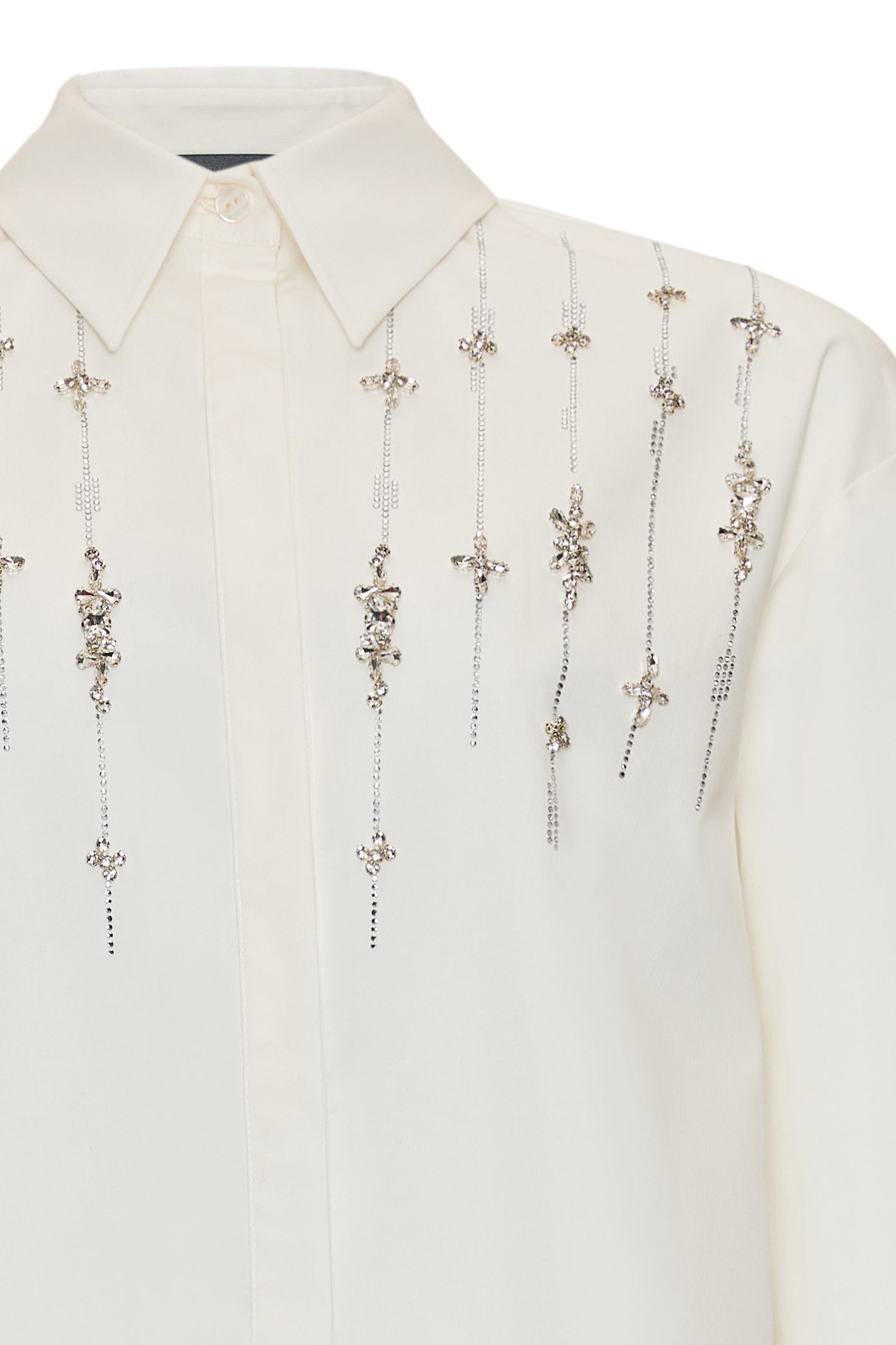 Taşlı Uzun Kollu Regular Kemik Gömlek