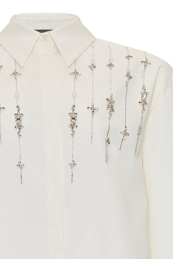 Taşlı Uzun Kollu Regular Kemik Gömlek