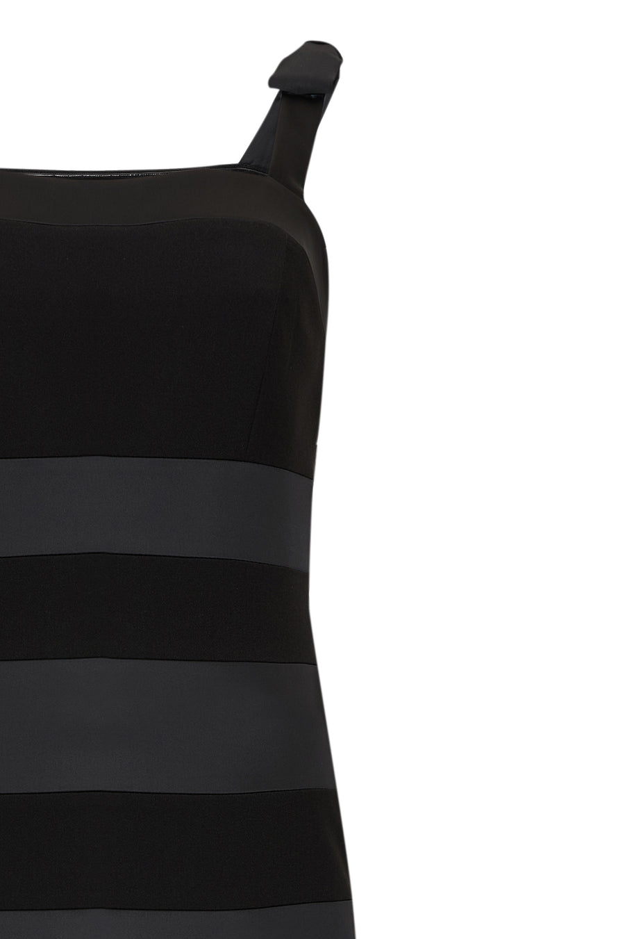 Kalın Askılı Slim Fit Saten Garnili Mini Siyah Elbise