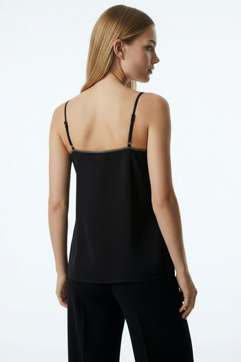 Askılı Siyah Payet Bluz