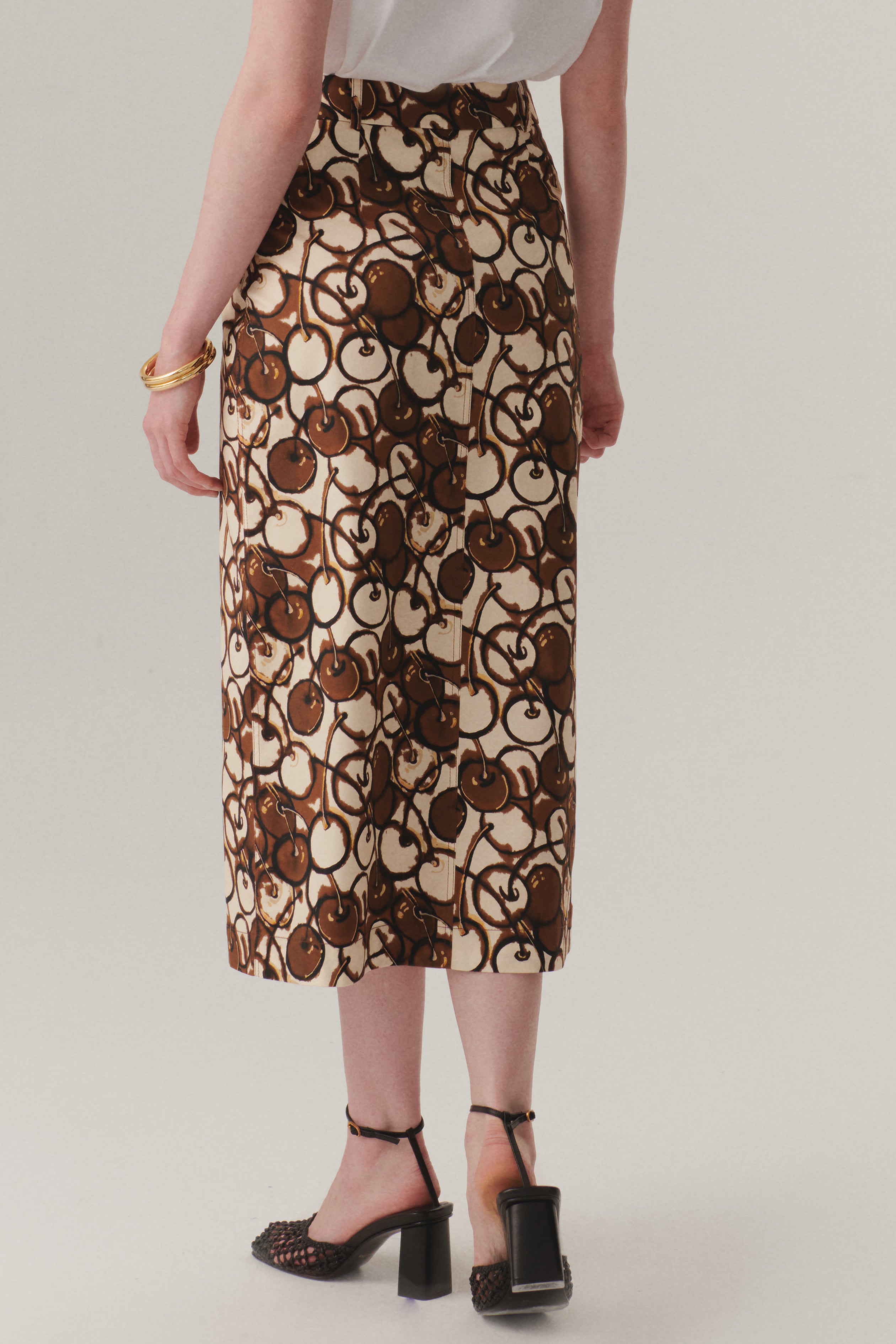 Cepli Midi Boy Desenli Dar Kesim Etek