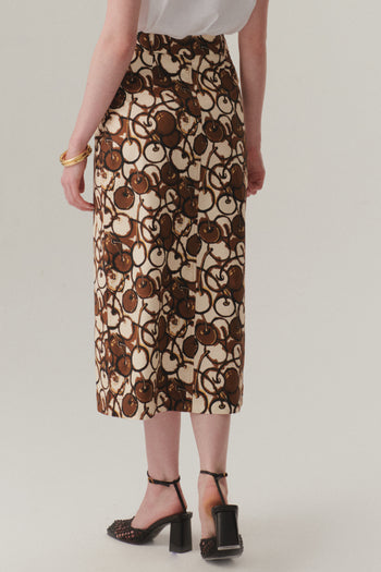 Cepli Midi Boy Desenli Dar Kesim Etek