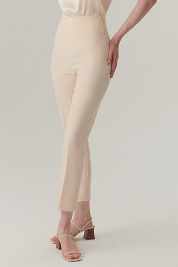 Arka Bel Detaylı Düz Kesim Regular Kemik Pantolon