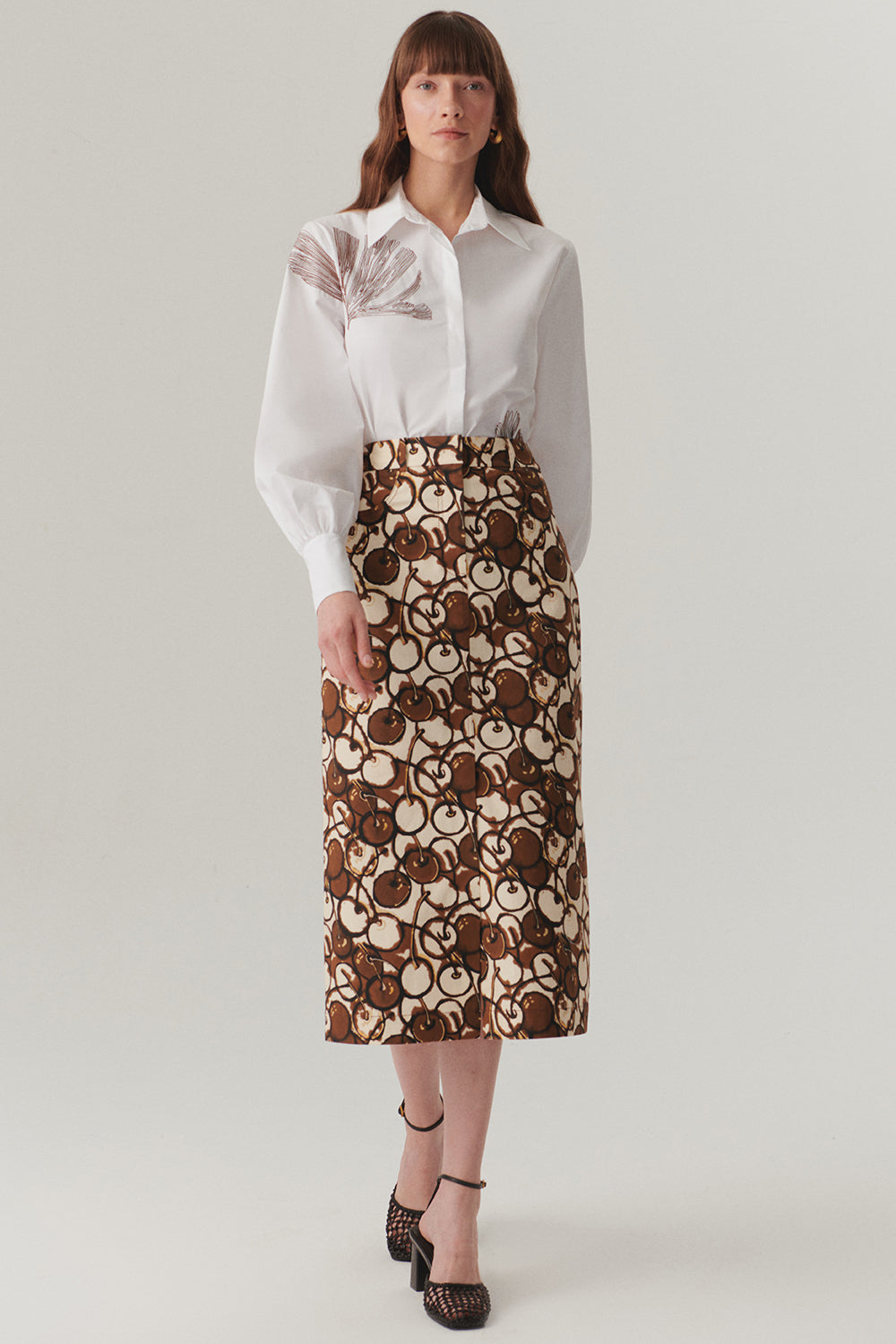 Çiçek Dikiş Detaylı Pamuk Regular Kemik Gömlek