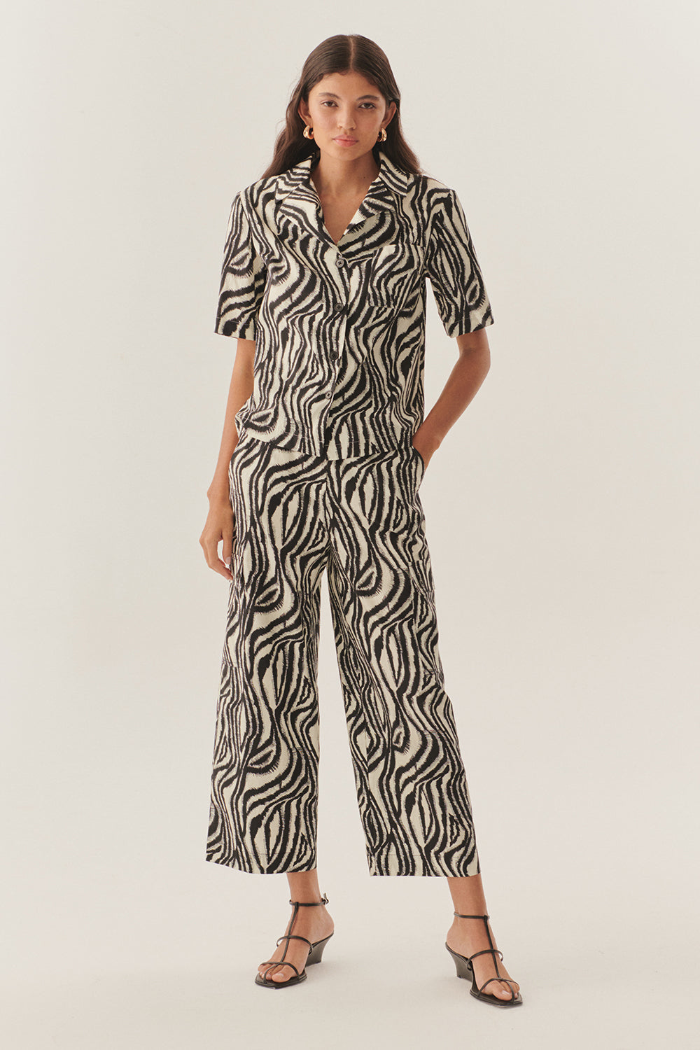 Zebra Desenli Pamuklu Regular Gömlek