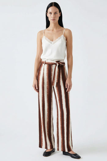 Çizgili Desenli Bol Paça Regular Pantolon