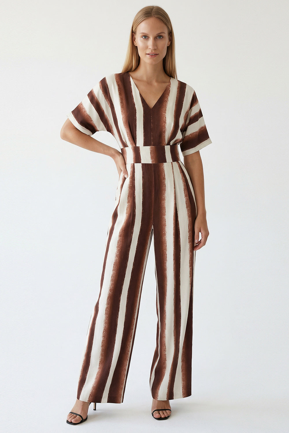 Bağlama Detaylı Çizgili Tulum