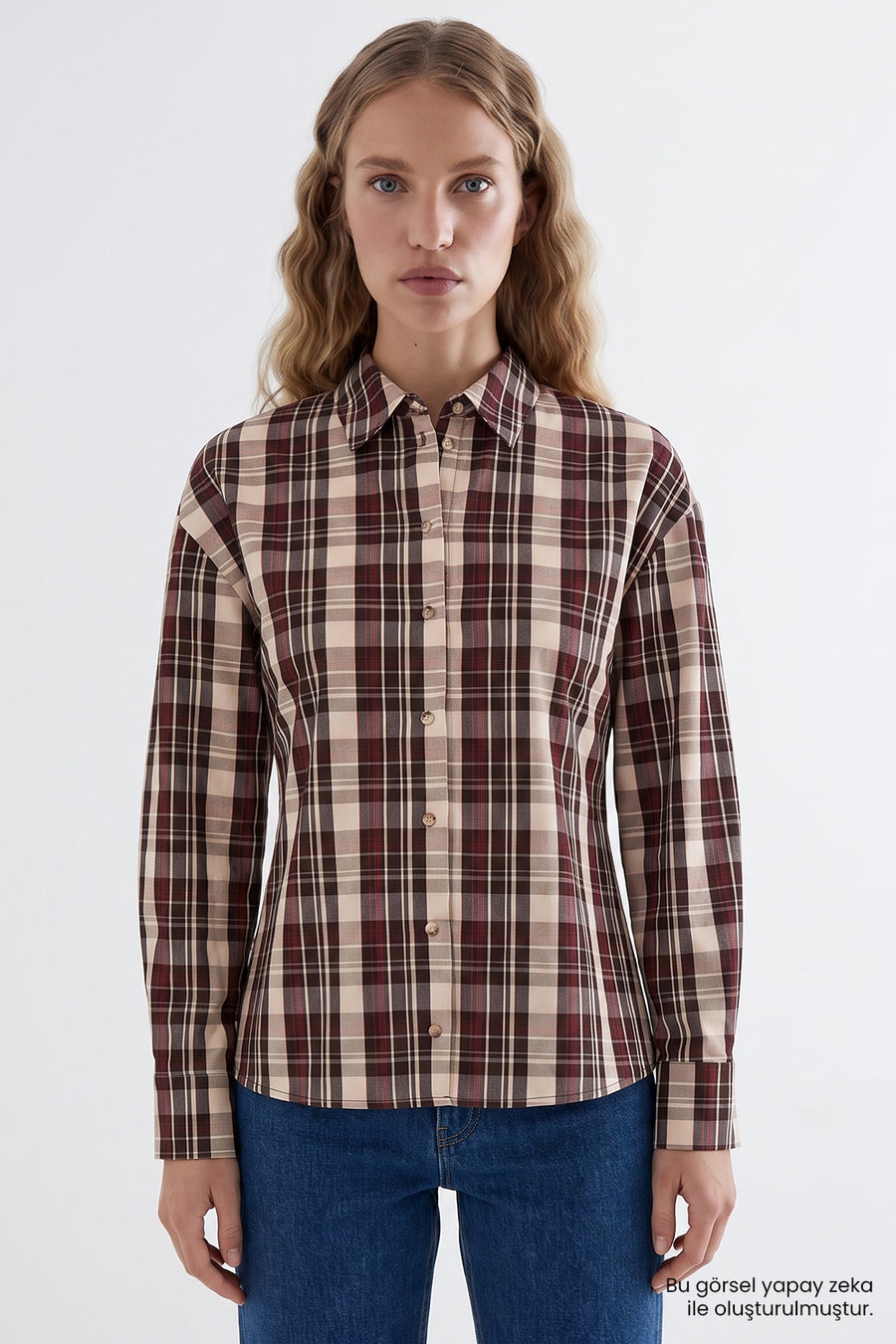 Arka Pilili Uzun Kollu Slim Fit Çıt Çıtlı Çok Renkli Gömlek