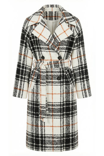 Kuşaklı Kruvaze Cepli Midi Regular Dokuma Kaban