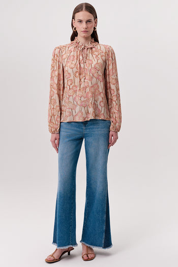 Yakası Süs Dikişli Lastikli Bağcıklı Regular Çok Renkli Bluz