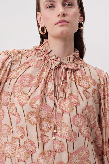 Yakası Süs Dikişli Lastikli Bağcıklı Regular Çok Renkli Bluz