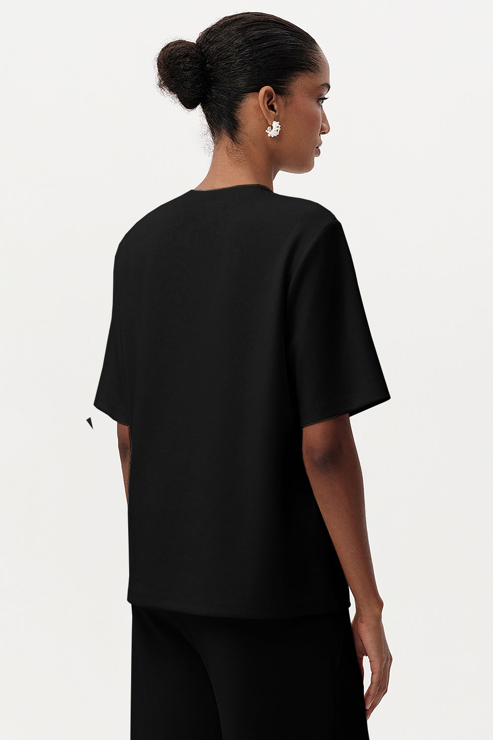 Taş İşlemeli Bisiklet Yaka Kısa Kollu Regular T-Shirt