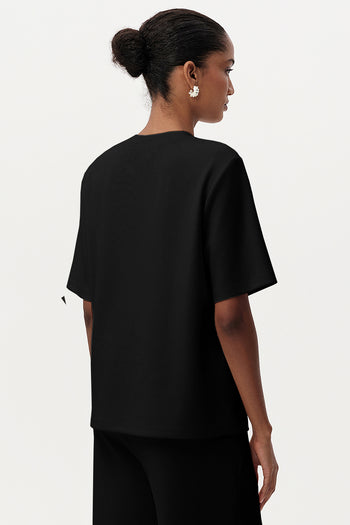 Taş İşlemeli Bisiklet Yaka Kısa Kollu Regular T-Shirt