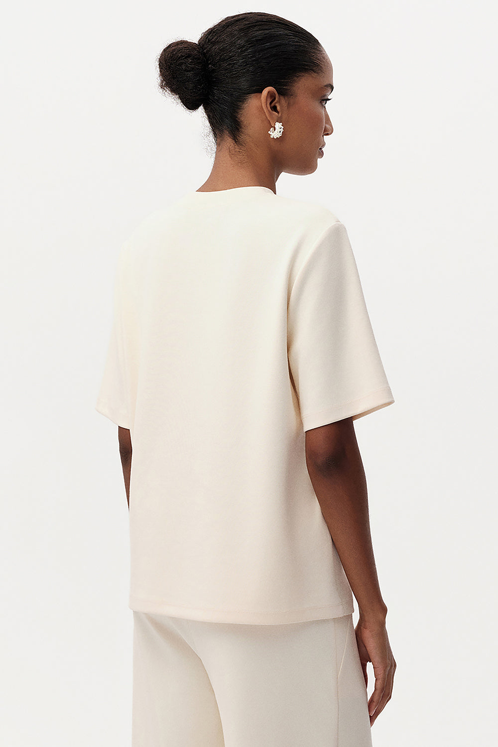 Taş İşlemeli Bisiklet Yaka Kısa Kollu Regular T-Shirt