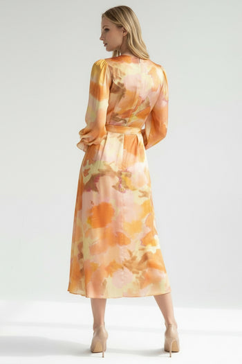 Bisiklet Yaka Uzun Kol Bol Kesim Desenli Elbise