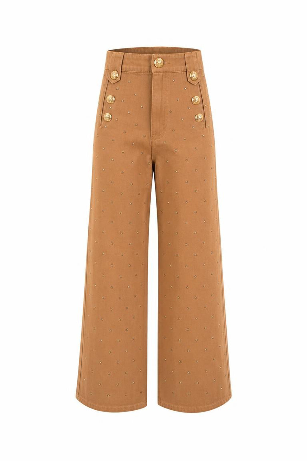 Normal Bel Taşlı Geniş Paça Regular Denim Pantolon