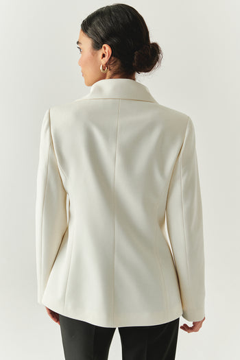 Erkek Yaka Fermuarlı Slim Fit Krem Ceket