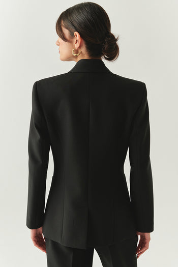 Vatkalı Astarlı Slim Fit Cepli Siyah Ceket