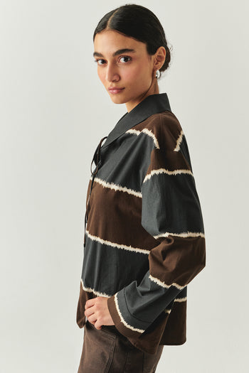 Gömlek Yaka Uzun Kollu Çok Renkli Bluz