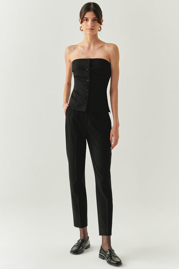 Straplez Düğmeli Slim Fit Siyah Büstiyer