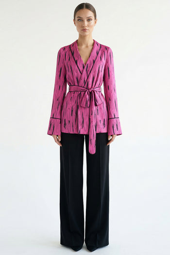 Kuşaklı Desenli Regular Ceket