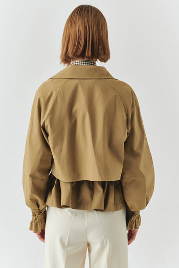 Gömlek Yaka Reglan Kol Regular Astarlı Pamuklu Camel Ceket