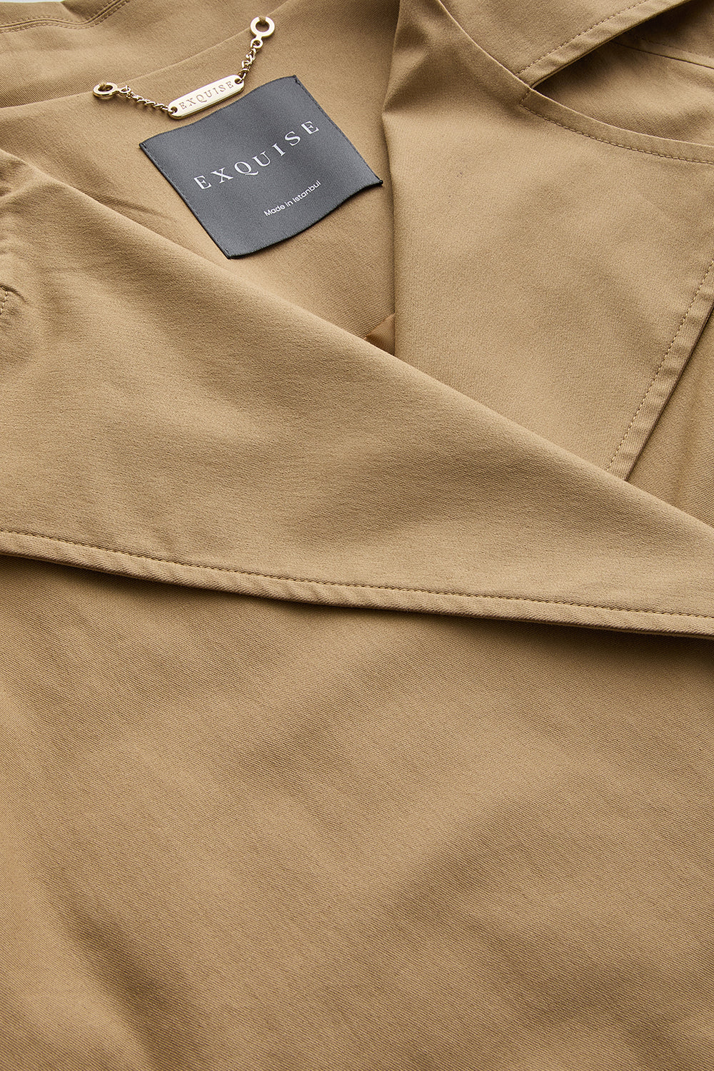 Gömlek Yaka Reglan Kol Regular Astarlı Pamuklu Camel Ceket